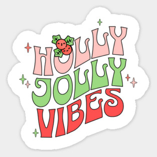 Retro Holly Jolly Christmas Vibes Sticker