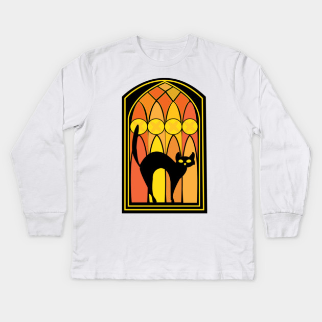 Halloween Cat Kids Long Sleeve T-Shirt by DickinsonDesign