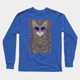 Cosmos Cat Wearing Sunglasses- Ampere! Long Sleeve T-Shirt
