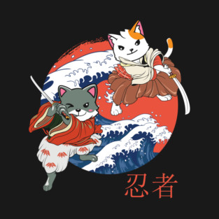 Samurai Ninja Japanese Cat T-Shirt