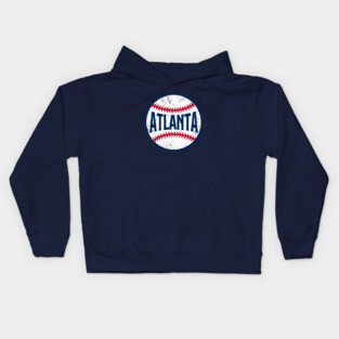 Atlanta Retro Baseball - Navy Kids Hoodie