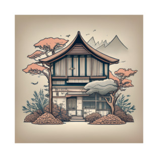 Old Traditional Indonesia house Rumah Adat Drawing T-Shirt