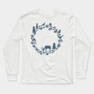 Winter Woodland Papercut Circle Long Sleeve T-Shirt
