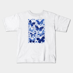 Blue Butterflies Watercolor Art Kids T-Shirt
