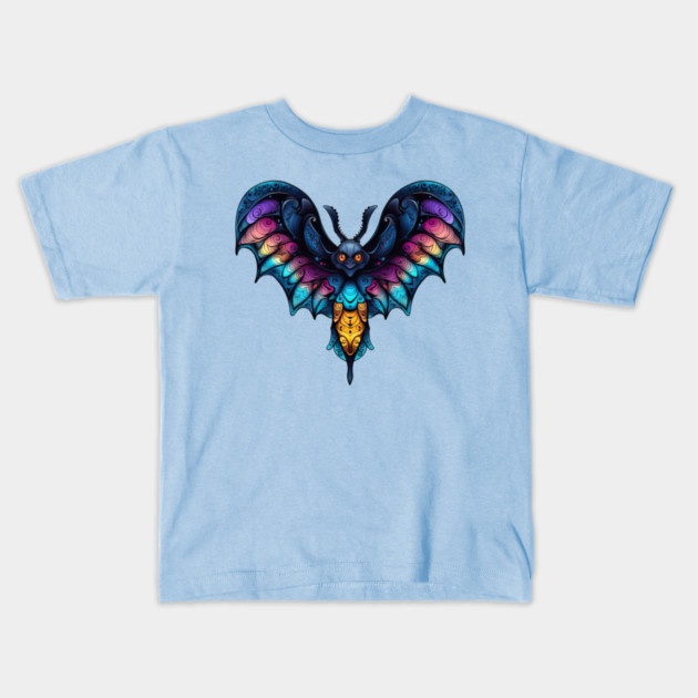 Creepy Goth Moth design Kids T-Shirt by Luxinda