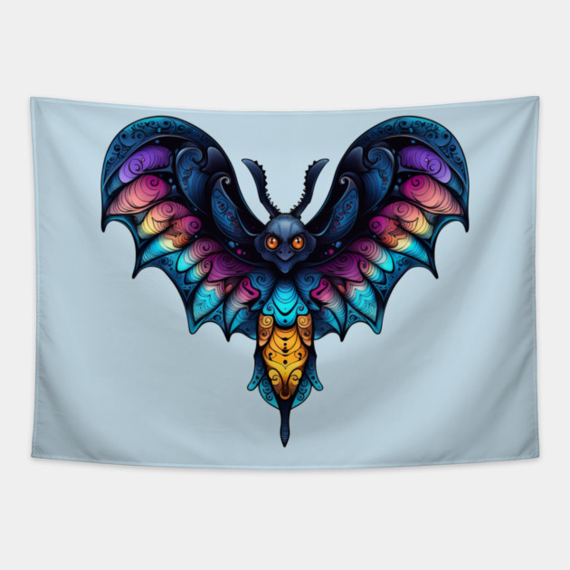 Creepy Goth Moth design Tapestry by Luxinda