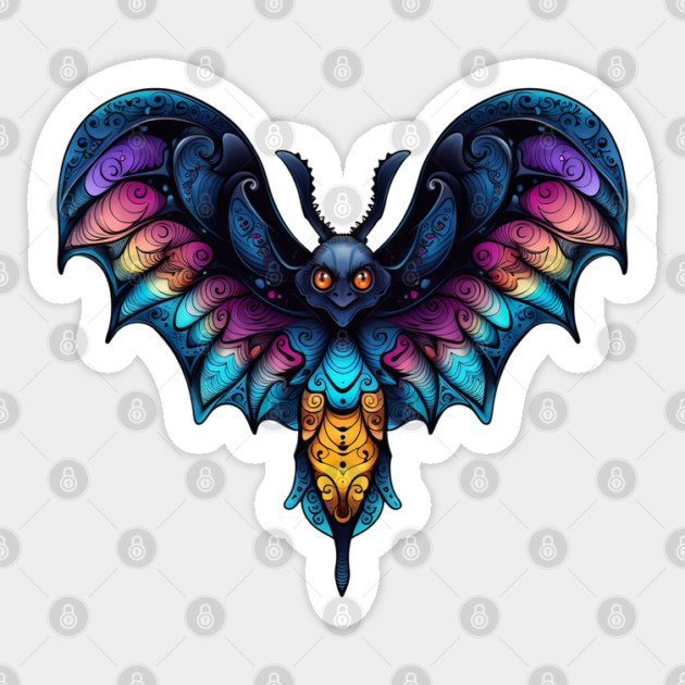 Creepy Goth Moth design Sticker by Luxinda