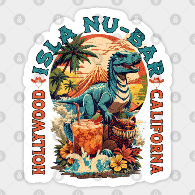 The dinosaur Tiki Isla Nu Bar Tropical Ddrinks Hollywood California Sticker by Joaddo