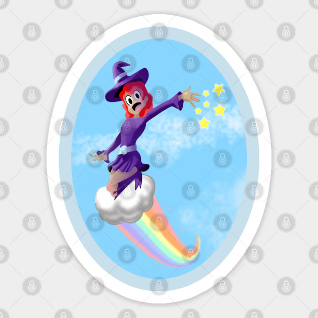 WITCH GIRL ON A CLOUD Sticker by droidmonkey