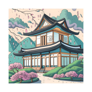Old Traditional Korean house Hanok Drawing T-Shirt