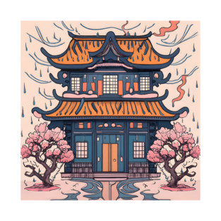 Old Traditional Chinese house Siheyuan Drawing T-Shirt