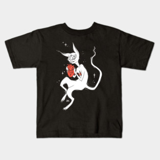 Cute Creepy Monster Cat, Dark Goth Art Kids T-Shirt