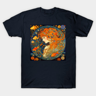 Art Nouveau Beautiful Woman Of The Waters T-Shirt