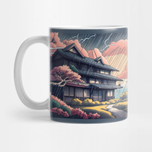 Old abandoned Traditional Japanese house Minka Drawing Mug