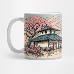 Old abandoned Traditional Japanese house Minka Drawing Mug