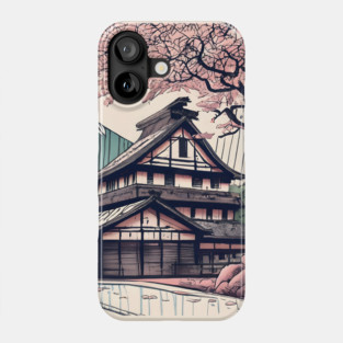 Old abandoned Traditional Japanese house Minka Drawing Phone Case