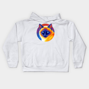 Jewel of the Orient Colorful Siamese Cat Kids Hoodie