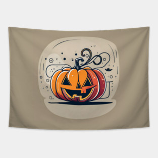 orange pumpkin halloween Tapestry
