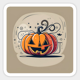 orange pumpkin halloween Sticker