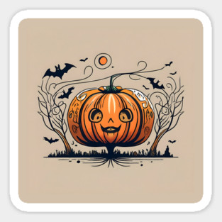 Halloween Pumpkin Drawing Sticker