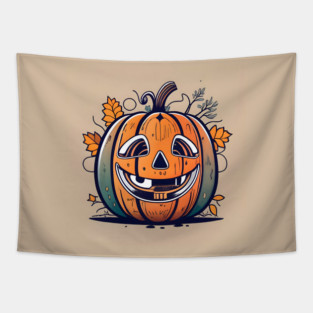 Halloween Pumpkin Drawing Tapestry