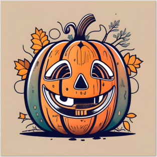 Halloween Pumpkin Drawing Posters and Art