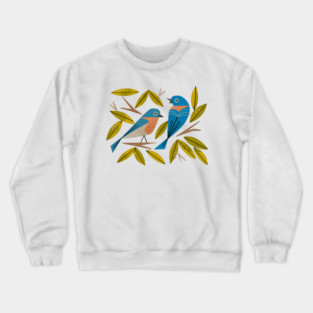 Midcentury Bluebird Pair Crewneck Sweatshirt