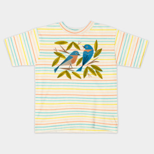 Midcentury Bluebird Pair Kids T-Shirt