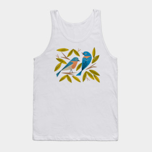 Midcentury Bluebird Pair Tank Top