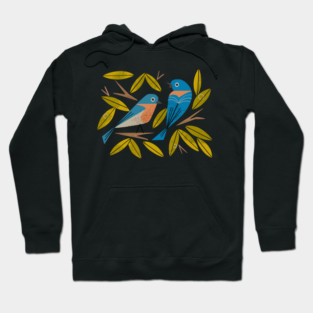 Midcentury Bluebird Pair Hoodie
