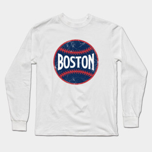 Boston Retro Baseball - White Long Sleeve T-Shirt