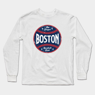 Boston Retro Big League Baseball - White Long Sleeve T-Shirt