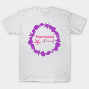 Mermaid At Heart, Starfish, Seashells, Shells T-Shirt