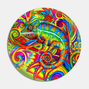 Psychedelic Chameleon Pin