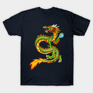 Colorful Cartoon Green Chinese Dragon T-Shirt