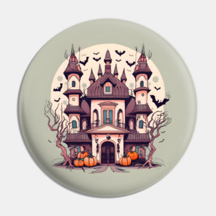 Halloween Spooky Castle Drawing Pin