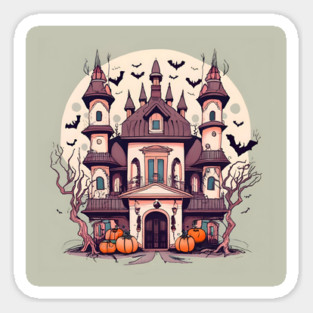 Halloween Spooky Castle Drawing Sticker