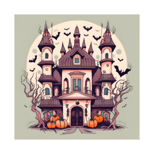 Halloween Spooky Castle Drawing T-Shirt