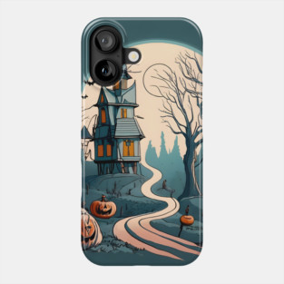 Halloween Spooky path to scary house Phone Case