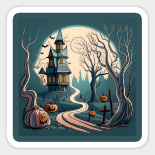 Halloween Spooky path to scary house Sticker