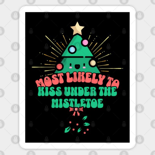 Retro Most Likely To Kiss Under the Mistletoe Sticker by HolidayBug