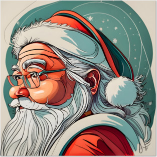 Christmas Santa Claus Portrait drawing Posters and Art