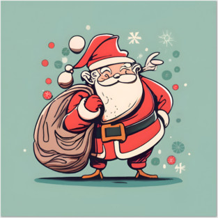 Christmas Santa Claus Minimalistic Drawing Posters and Art