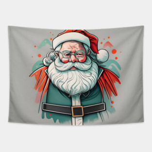 Christmas Santa Claus Minimalistic Drawing Tapestry