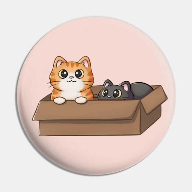 Cute Orange Cat And Black Cat In Box Cute Cats Pin TeePublic