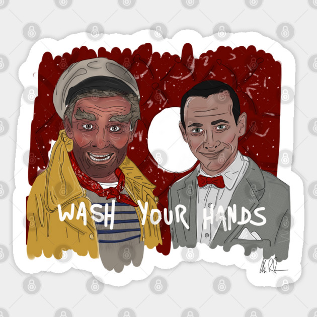 Captain Carl & Pee-Wee: Wash Your Hands Sticker by 51Deesigns