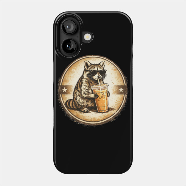 Raccoon-Drinking-Iced-Coffee Phone Case by BlackMeme94