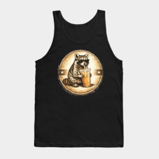 Raccoon-Drinking-Iced-Coffee Tank Top