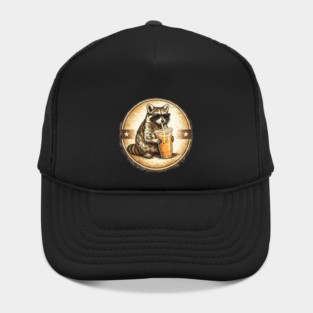 Raccoon-Drinking-Iced-Coffee Hat