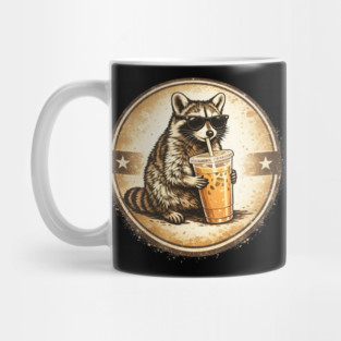 Raccoon-Drinking-Iced-Coffee Mug